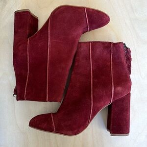 Able red suede Perez ankle booties